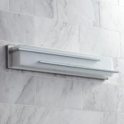 Possini Euro Design Jada Modern Wall Lights Set Of 2 Chrome Silver Hardwire 4" Light Bar LED Fixture White Glass For Bedroom Bathroom Living Room Home -Interior furniture GUEST 3bdeb655 6ec4 42f6 b664 d59b9a45dbe4