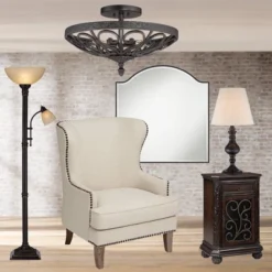 Regency Hill Garver Rustic Retro Torchiere Floor Lamp 72 1/2" Tall Oil Rubbed Bronze With Side Light Amber Glass Shade For Living Room Reading Bedroom -Interior furniture GUEST 3bef6f0f eb45 4e01 ad06 40e7a153486b