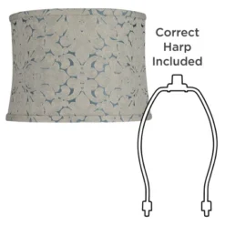 Springcrest 13" Top X 14" Bottom X 10" High X 10" Slant Print Lamp Shade Replacement Medium Plaska Blue Drum Modern Fabric Softback Washer Harp Finial -Interior furniture GUEST 3c7fc78b 3b2f 4744 9084 7c309b179f36