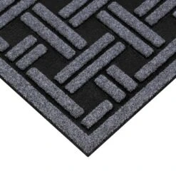 1'6"x2'6" Woven Rubber All Seasons Scraper Rug Black - Apache Mills