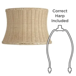Springcrest 10" Top X 11 1/2" Bottom X 8" High X Lamp Shade Replacement Small Corset Drum Round Coastal Tropical Unbleached Rattan Harp Finial -Interior furniture GUEST 3d77c3a6 c144 4611 85b1 9a13f241dd19