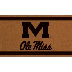 Evergreen University Of Mississippi Logo Turf Mat, Brown- 28 X 16 Inches Indoor Outdoor Doormat