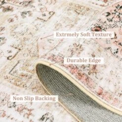 8x10 Rugs Non-Slip ¨C Vintage Distressed Area Rug Ultra-Soft Low Pile Carpet | Machine Washable Light Brown Rug With TPR Backing -Interior furniture GUEST 3db006e3 6514 4fc2 97bb 4cb3e435a3d4