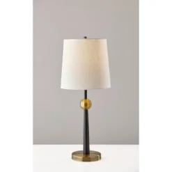 Francis Table Lamp Black - Adesso: Mid-Century Modern Design, Off-White Shade, 29" Height