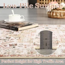 8x10 Rugs Non-Slip ¨C Vintage Distressed Area Rug Ultra-Soft Low Pile Carpet | Machine Washable Light Brown Rug With TPR Backing -Interior furniture GUEST 3e512d1d c602 4ab7 8d95 830c7e7aeeeb