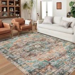 Coucheta Area Rug, Vintage Carpet, Washable Rugs For Living Room, Low Pile Farmhouse Front Door Mat With Non Slip Backing -Interior furniture GUEST 3e5e9539 4ca9 42d9 ab83 2cde59276651