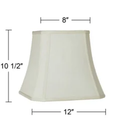 Springcrest Creme Small Square Cut Corner Lamp Shade 8" Top X 12" Bottom X 11" Slant X 10.5" High (Spider) Replacement With Harp And Finial -Interior furniture GUEST 3e606967 fa69 49f6 9268 711d20bf830d