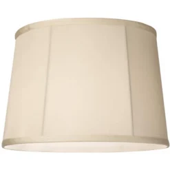 Springcrest Medium Round Softback Off-White Tapered Drum Lamp Shade 12" Top X 14" Bottom X 10" High (Spider) Replacement With Harp And Finial
