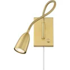 360 Lighting Lido Mid Century Modern Wall Lamp Warm Gold Plug-in 2 1/4" Fixture Adjustable Gooseneck For Bedroom Reading Living Room Hallway House -Interior furniture GUEST 3e7410e9 1b84 42fa 9e85 d4a8005d594c