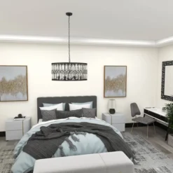 Metal Crystal Embellishments 6 Light Chandelier With Link Style Chain Black - Olivia & May -Interior furniture GUEST 3f111bb2 37c2 49bc 8daf 60012836132b