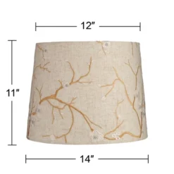 Springcrest Beige Plum Flower Embroidery Medium Drum Lamp Shade 12" Top X 14" Bottom X 11" Slant (Spider) Replacement With Harp And Finial -Interior furniture GUEST 3f211135 24a4 4921 af3e 94e61f3541a1