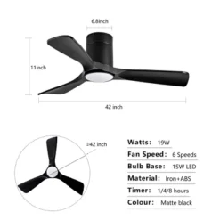 TOBILI Hot Sales Ceiling Fan With Lights 42 Inch Flush Mount Ceiling Fan, ABS Blades Modern Outdoor Ceiling Fans For Bedroom/Farmhouse/Patio/Indoor -Interior furniture GUEST 3fef13a7 b1f2 4ae7 83c7 0cd203f5d27d