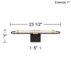 Possini Euro Design Nikola Industrial Wall Light Bar Matte Black Hardwire 23 1/2" LED Fixture Gold Accents For Bathroom Vanity -Interior furniture GUEST 40750c79 a9f9 4d3b 9964 dcf18affe708