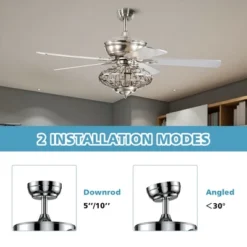 Costway 52'' Ceiling Fan With Light Nickel Plated Color Wooden Blades W/Remote Control -Interior furniture GUEST 4081144d 9bcb 41b4 9390 207aa3cecde7