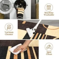 Abstract Kitchen Runner Rug, Washable Non-Slip Soft Low Pile Modern Geometric Indoor Carpet For Hallway Laundry Bathroom Bedroom -Interior furniture GUEST 4145a7af ef95 4c34 8d2b f098e748efbf