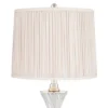 Regency Hill Luca Modern Table Lamps 25 1/2" High Set Of 2 Twisted Glass With USB Charging Port Oyster Shirred Shade For Bedroom Living Room Home Desk