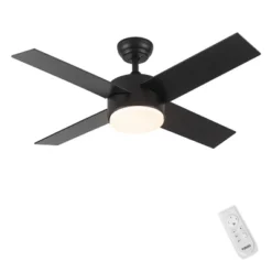 44"Wx44"D 3-speed Fan With 3-Color Led Light,Indoor Ceiling Fan With Remote Control And 4 Blades -The Pop Home