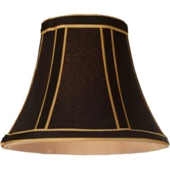 Springcrest Set Of 6 Empire Lamp Shades Black With Gold Trim Small 3" Top X 6" Bottom X 5" High Candelabra Clip-On Fitting -Interior furniture GUEST 427f1c3b 1e2c 47ad 9ec5 7e4b9723642f