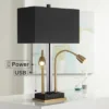 Possini Euro Design Griffin Modern Gooseneck Desk Lamp 31" Tall Gold With USB Charging Port Black Metal Rectangular Shade For Bedroom Living Room Kids -Interior furniture GUEST 42a67d7a 4b17 4e08 9d91 0c00812f1179
