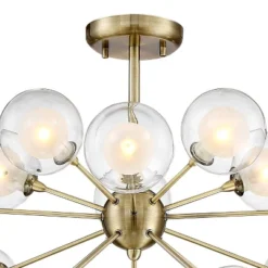 Possini Euro Design Modern Ceiling Light Semi Flush Mount Fixture Sputnik Brass 30 1/2" Wide 15-Light Double Glass Ball Hallway -Interior furniture GUEST 431beddf 6c5b 4cd2 85aa 5ca719f915b6