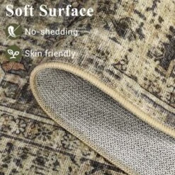 8x10 Rugs Washable Non-Slip - Vintage Floral Area Rug, Large Distressed Carpet, Soft Low Pile Machine Washable Rug (Green) -Interior furniture GUEST 43cf4804 a8ce 4793 a606 1094c6b638bc
