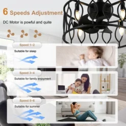 Bella Depot 19" Black Caged Ceiling Fan With Light And Remote 6-speed Reversible Fan For Bedroom Living Room -Interior furniture GUEST 44a918ae fa5c 47c0 9f0e 606df73c37f0
