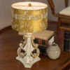 Rustic Vintage Table Lamp With Distressed Finish, 24.80" Tall, Gold And White Home Decor Light, 1pc -Interior furniture GUEST 45a8a7d6 b4fb 4c0d 8360 c9a1c86df78e