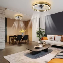 POWLIG 19.68" Gold Modern LED Ceiling Fan With Lights And Remote Control - 20W, Dimmable And Adjustable Color Temperatures -Interior furniture GUEST 46430311 f14a 4e0b 8d2b a1aaa96a7d35