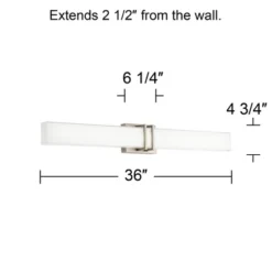 Possini Euro Design Exeter Modern Wall Light Brushed Nickel 36" Light Bar LED Fixture Silk Screened Glass Shade For Bedroom Bathroom Vanity Reading -Interior furniture GUEST 46940967 c014 49be 8a3e c06e893cf2bd