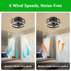 C Cattleya 12 In. Black Low Profile Color Changing LED Flush Mount With Remote And APP Smart Control Indoor Ceiling Fan With Dimmable Lighting -Interior furniture GUEST 46c70252 1220 4793 91f8 c99a8e5fa200