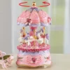 Collections Etc Pink Ceramic Carousel Music Box With Golden Accents 3.75 X 3.75 X 6.5 Pink -Interior furniture GUEST 46dffbc5 9e63 43cb 9681 8bbd411dc4e9