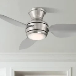 Casa Vieja 36" Whirl Modern Indoor Outdoor Ceiling Fan 3 Blade LED Light Remote Control Brushed Nickel Finish Silver Blades Bedroom Patio Hugger