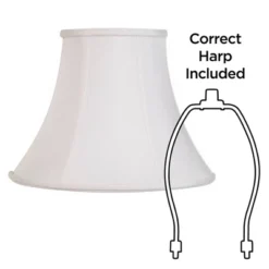 Imperial Shade White Medium Bell Lamp Shade 7" Top X 14" Bottom X 11" Slant X 10.5" High (Spider) Replacement With Harp And Finial -Interior furniture GUEST 481be3bd dc91 474c b3c3 3200ed092603