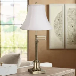 Imperial Shade White Medium Bell Lamp Shade 7" Top X 14" Bottom X 11" Slant X 10.5" High (Spider) Replacement With Harp And Finial -Interior furniture GUEST 48add490 a821 4cc9 a208 d771ddf4ed96