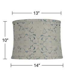 Springcrest 13" Top X 14" Bottom X 10" High X 10" Slant Print Lamp Shade Replacement Medium Plaska Blue Drum Modern Fabric Softback Washer Harp Finial -Interior furniture GUEST 4aa680da 7ce4 4687 b93d 7bf3889d7e71