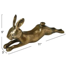 Storied Home Decorative Embossed Aluminum Rabbit, Antique Brass