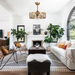 Parrot Uncle 22" Modern Brass Gold Crystal Caged Ceiling Fan Fandelier -Interior furniture GUEST 4bcbf659 7ead 4b0b bf46 8a814d485150