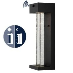 5.13" 1-Light Miranda Modern Iron/Glass Seeded Glass With Dusk-to-Dawn Sensor Outdoor Sconce Black - JONATHAN Y: ETL Listed, Integrated LED -Interior furniture GUEST 4bf49623 9741 4459 b05c 4b43febf82b0