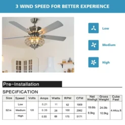 Costway 52'' Ceiling Fan With Light Nickel Plated Color Wooden Blades W/Remote Control -Interior furniture GUEST 4ccce873 1e73 4852 8ffc ac6f8b5b9c7f