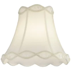 Springcrest Cream Scalloped Gallery Medium Bell Lamp Shade 7" Top X 14" Bottom X 12.5" High (Spider) Replacement With Harp And Finial -Interior furniture GUEST 4d1146be a6ae 4c44 ad3e 4a6485213982