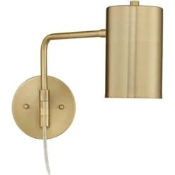 360 Lighting Carla Modern Swing Arm Wall Lamp Brushed Brass Plug-in Light Fixture Up Down Cylinder Shade For Bedroom Bedside Living Room Reading House -Interior furniture GUEST 4d8c2b44 7559 4eae a085 d5116008bb94