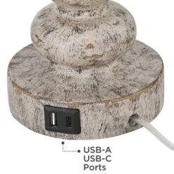 360 Lighting Jordanna 26" High Candlestick Farmhouse Rustic Country Cottage Table Lamps Set Of 2 USB Port White Distressed Finish Living Room Charging -Interior furniture GUEST 4ec3960f 4fe2 4dd4 af6b 7f0f18b43226