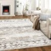 Washable Area Rug For Living Room, Non-Slip Farmhouse Carpet, Soft Large Indoor Rug For Bedroom, Dining Table, And Home Office Decor, Brown