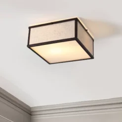 14.13" 2-Light Grant Minimalist Industrial Square Linen Iron LED Flush Mount Bronze/Beige - JONATHAN Y: UL Listed, Hardwired, Modern Decor 13 14.13" 2-Light Grant Minimalist Industrial Square Linen Iron LED Flush Mount Bronze/Beige - JONATHAN Y: UL Listed, Hardwired, Modern Decor -Interior furniture GUEST 505a8bd3 0d70 42c6 89e0 f3d56bf3f3fb