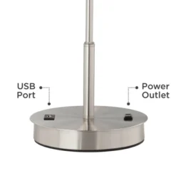 360 Lighting Nikola Modern Accent Table Lamps 23 3/4" High Set Of 2 Silver With USB And AC Power Outlet In Base White Drum Shade For Bedroom Home Desk -Interior furniture GUEST 50797682 793f 49bf a033 7b91b524b77b