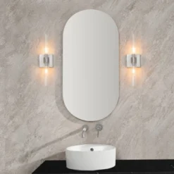 Globe Electric 18" 2-Light Vanity Light With Ribbed Glass Shades -Interior furniture GUEST 52805d7e f69d 4d8c 8bbf 7d16232d01c0