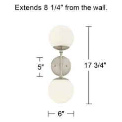 Possini Euro Design Oso Mid Century Modern Wall Light Sconce Brushed Nickel 6" 2-Light Fixture Opal Glass For Bedroom Bathroom Vanity Living Room Home -Interior furniture GUEST 53d34881 129e 451f b6a1 6966b9f9733b