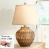 360 Lighting Accent Urn Table Lamp With USB Charging Port 22" High Warm Bronze Drum Shade For Living Room Desk Bedroom House -Interior furniture GUEST 54de0d5f 07ea 45dd 8680 7824acc30e62