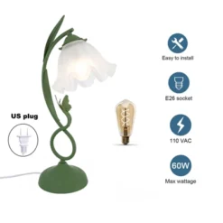 YIYIBYUS Green Creative Flower-Shaped Desk Light Table Lamp With Glass Shade -Interior furniture GUEST 54fe1893 11da 4dec 8bd3 831251f8b50d