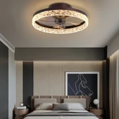 MAYEERTY Ceiling Fan 20 Low Profile With Light And Remote Control Dimmable LED 6 Speeds Timing Reversible Blades Brown -Interior furniture GUEST 5515ccc6 782d 45b5 80a7 223a16ce7e0e